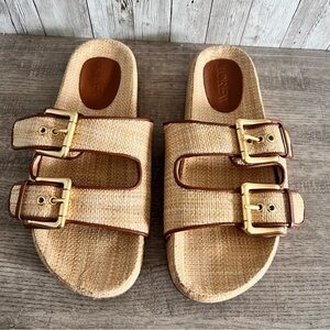 J.Crew Raffia Preppy Slide Sandals Size 8.5